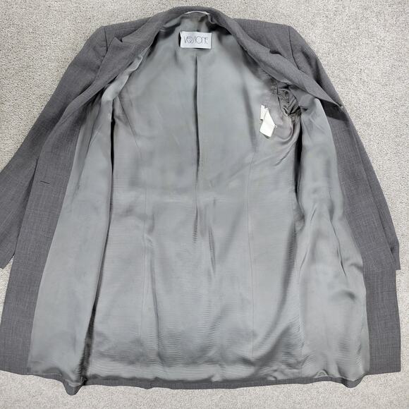 Versione Longline Trench Suit Jacket Womens 4 Gray Wool Lightweight Career Italy - Picture 7 of 16